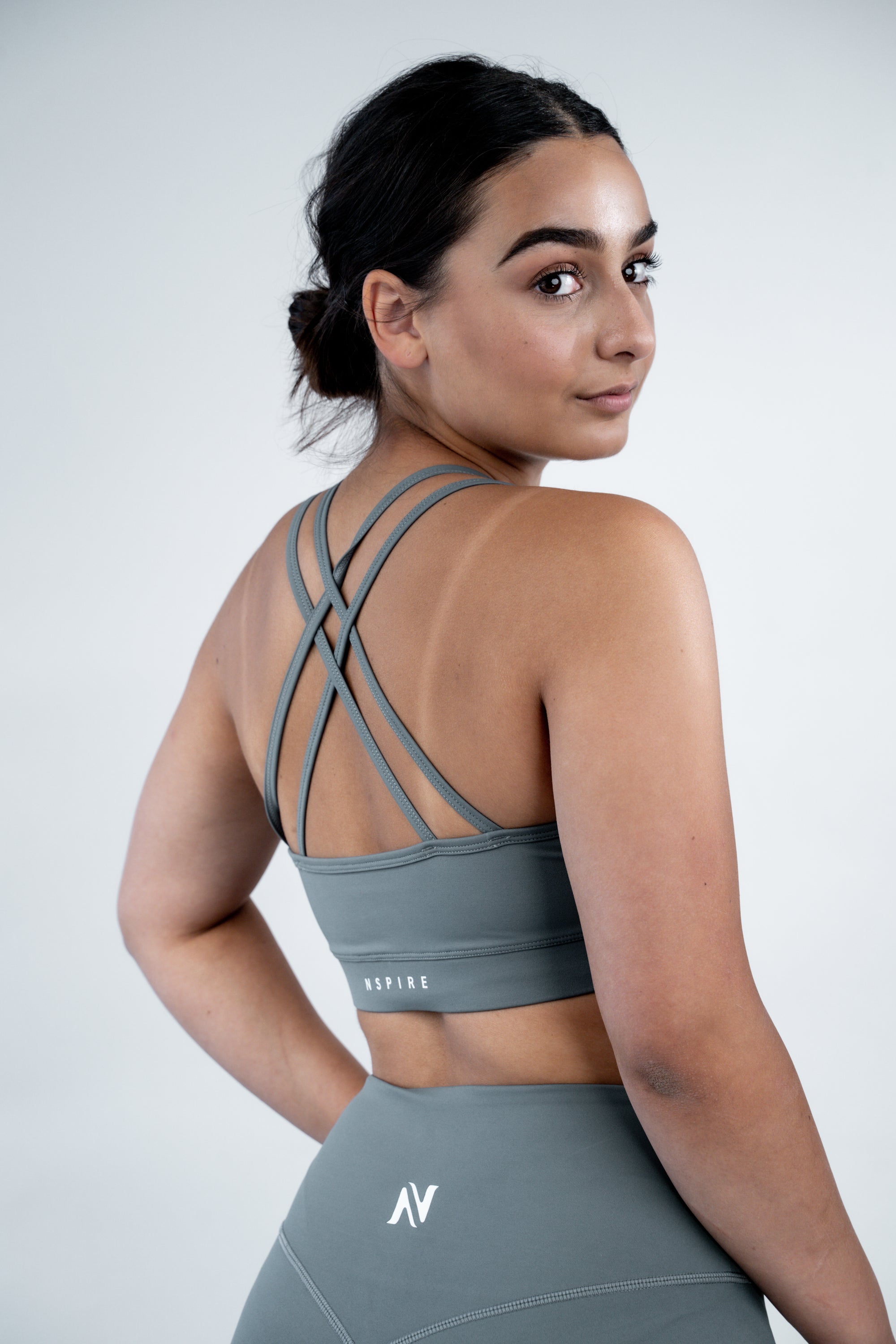 Strapped Sports Bra - Teal Grey